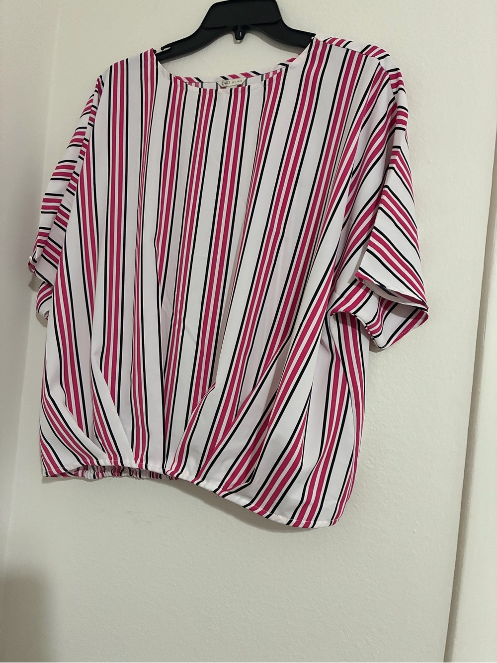 Cato Pink, Black and White Striped Blouse